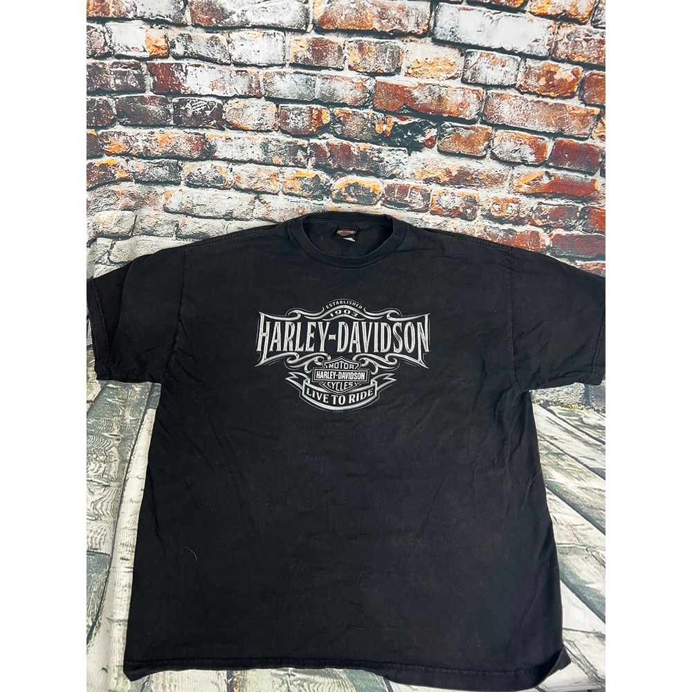 Harley Davidson Wisconsin Cycles Live‎ to Ride Black T Shirt 2XL
